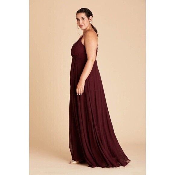 Birdy Grey  Cabernet Burgundy Spaghetti Chiffon Kaia Maxi Dress Plus Size 2X - Picture 4 of 16